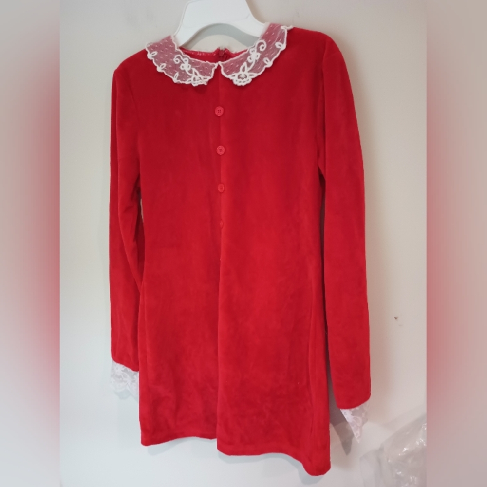 Cosplay Company Red Velvet Dress 8 Victorian Coquette Lace Collar Long Sleeve